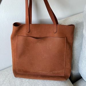 Medium Transport Tote in Rust Brown Suede
